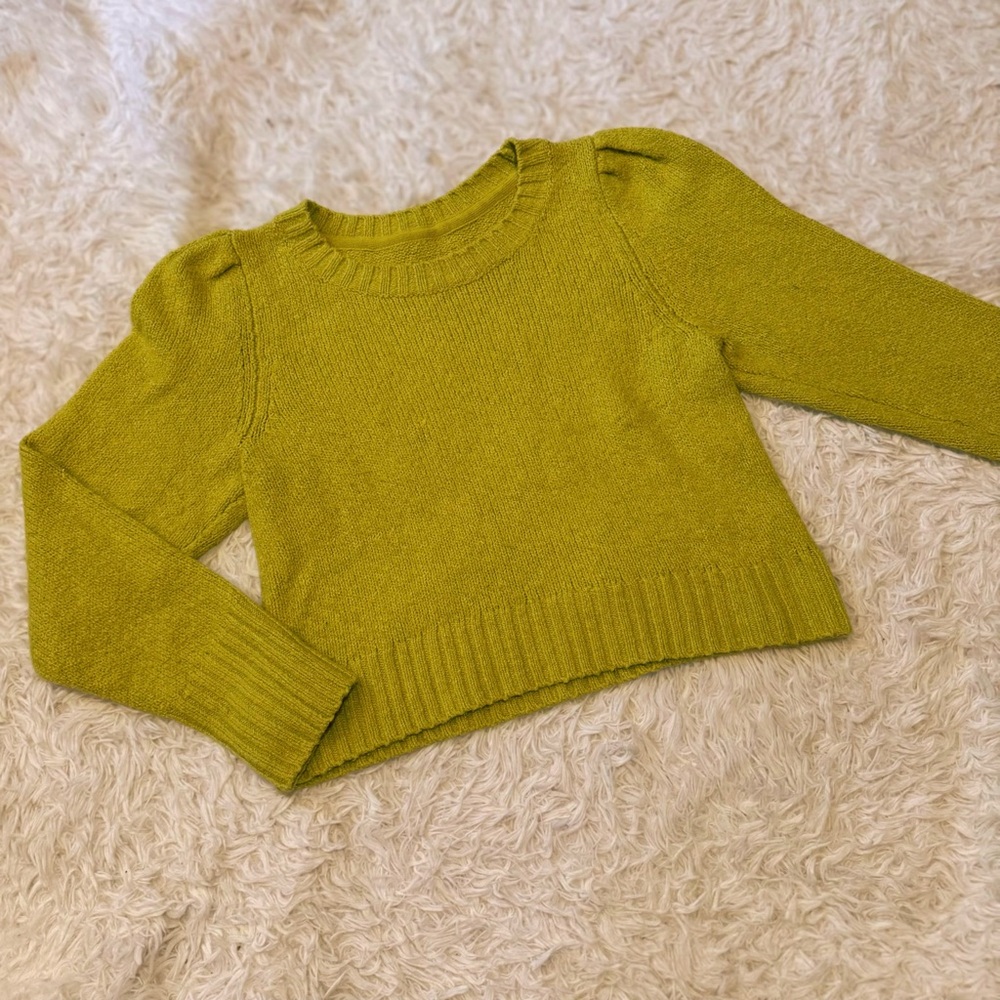 Maeve by Anthropologie Lime Green-Yellow Crew Neck Sweater